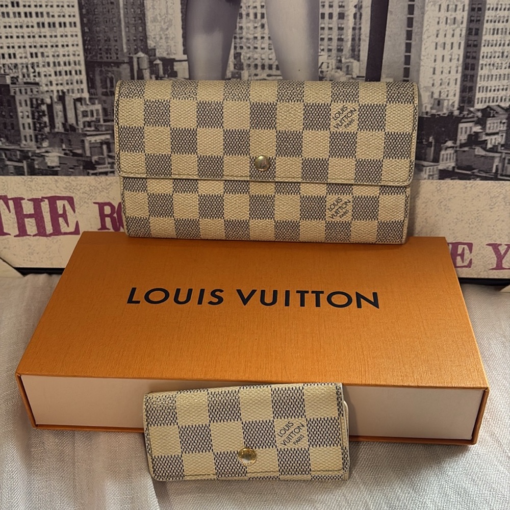 Louis Vuitton Damien Azure long wallet and key case